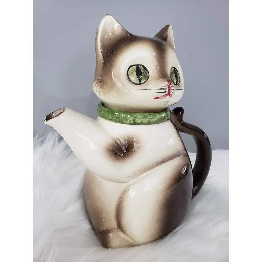 JAPANESE MID-20TH CENTURY VINT 1972 CMI LARGE CERAMIC CAT‎ FIGURE TEAPOT MCM